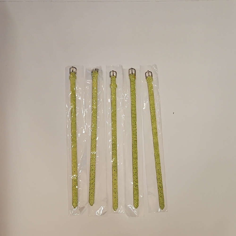 Leather Bracelet Set Of 5 Snake Skin Craft Supplies Jewelry Making Green NEW